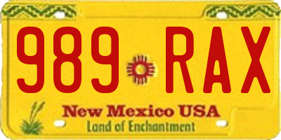 NM license plate 989RAX