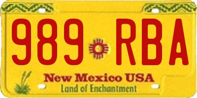 NM license plate 989RBA