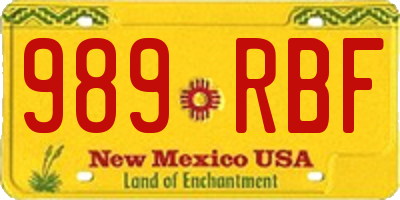 NM license plate 989RBF