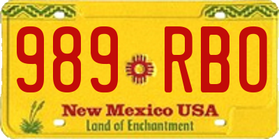 NM license plate 989RBO