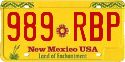 NM license plate 989RBP
