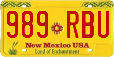 NM license plate 989RBU