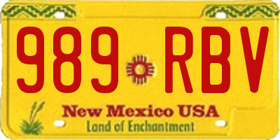 NM license plate 989RBV