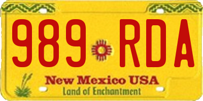 NM license plate 989RDA