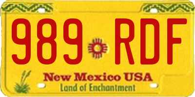 NM license plate 989RDF