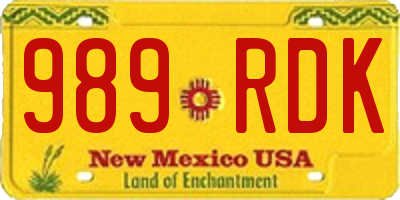 NM license plate 989RDK