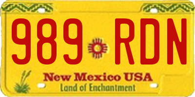 NM license plate 989RDN