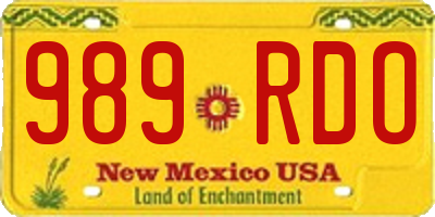 NM license plate 989RDO