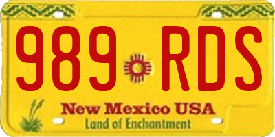 NM license plate 989RDS