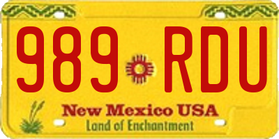NM license plate 989RDU