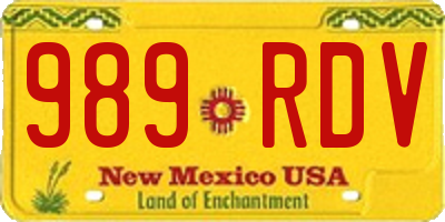 NM license plate 989RDV