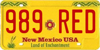 NM license plate 989RED