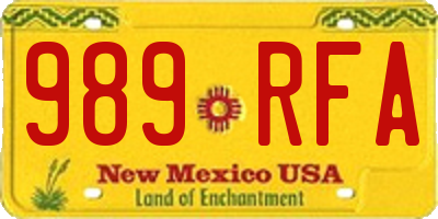 NM license plate 989RFA