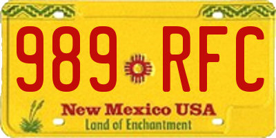NM license plate 989RFC