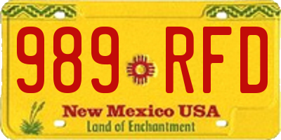 NM license plate 989RFD