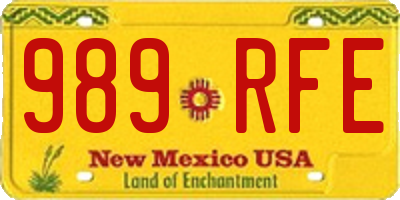 NM license plate 989RFE