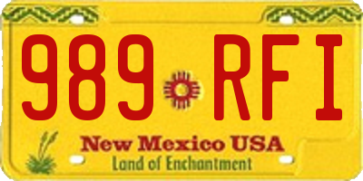 NM license plate 989RFI