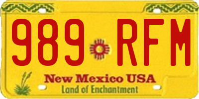 NM license plate 989RFM