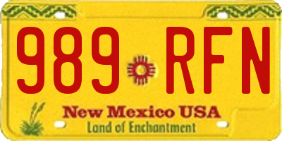 NM license plate 989RFN