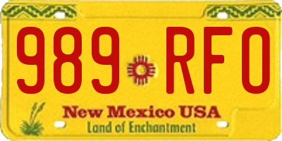 NM license plate 989RFO