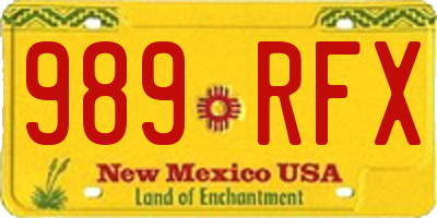 NM license plate 989RFX