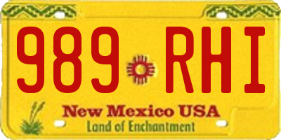 NM license plate 989RHI