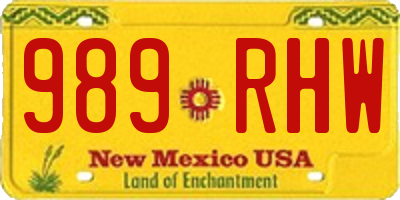 NM license plate 989RHW