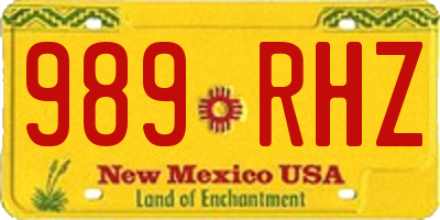 NM license plate 989RHZ
