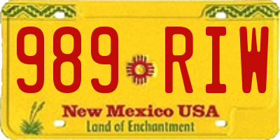 NM license plate 989RIW