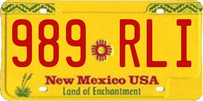 NM license plate 989RLI