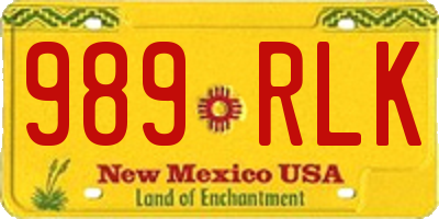 NM license plate 989RLK