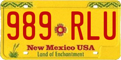 NM license plate 989RLU