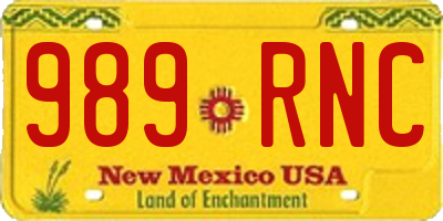 NM license plate 989RNC