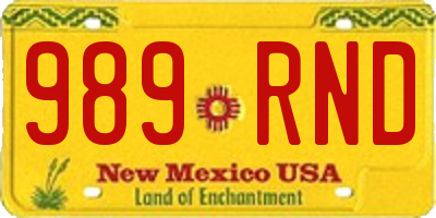 NM license plate 989RND
