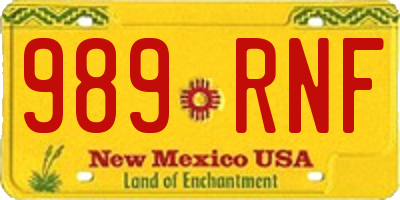 NM license plate 989RNF