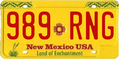 NM license plate 989RNG
