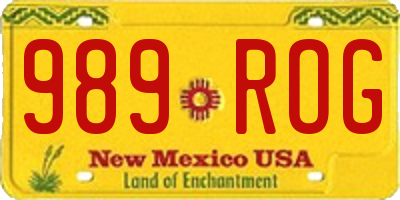 NM license plate 989ROG