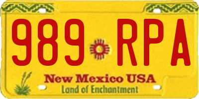 NM license plate 989RPA