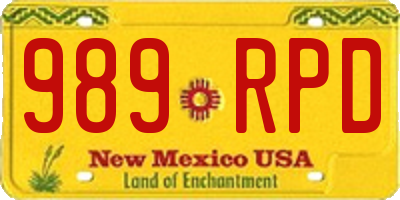 NM license plate 989RPD