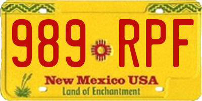 NM license plate 989RPF