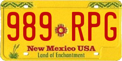 NM license plate 989RPG
