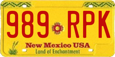 NM license plate 989RPK