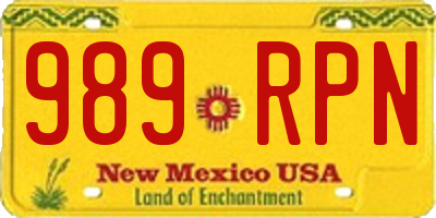 NM license plate 989RPN