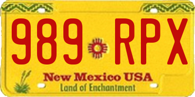 NM license plate 989RPX