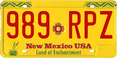 NM license plate 989RPZ