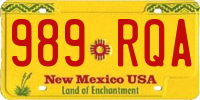 NM license plate 989RQA