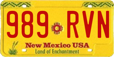 NM license plate 989RVN