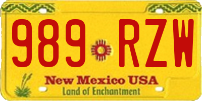 NM license plate 989RZW