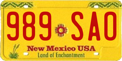 NM license plate 989SAO