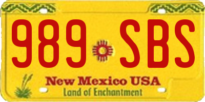NM license plate 989SBS